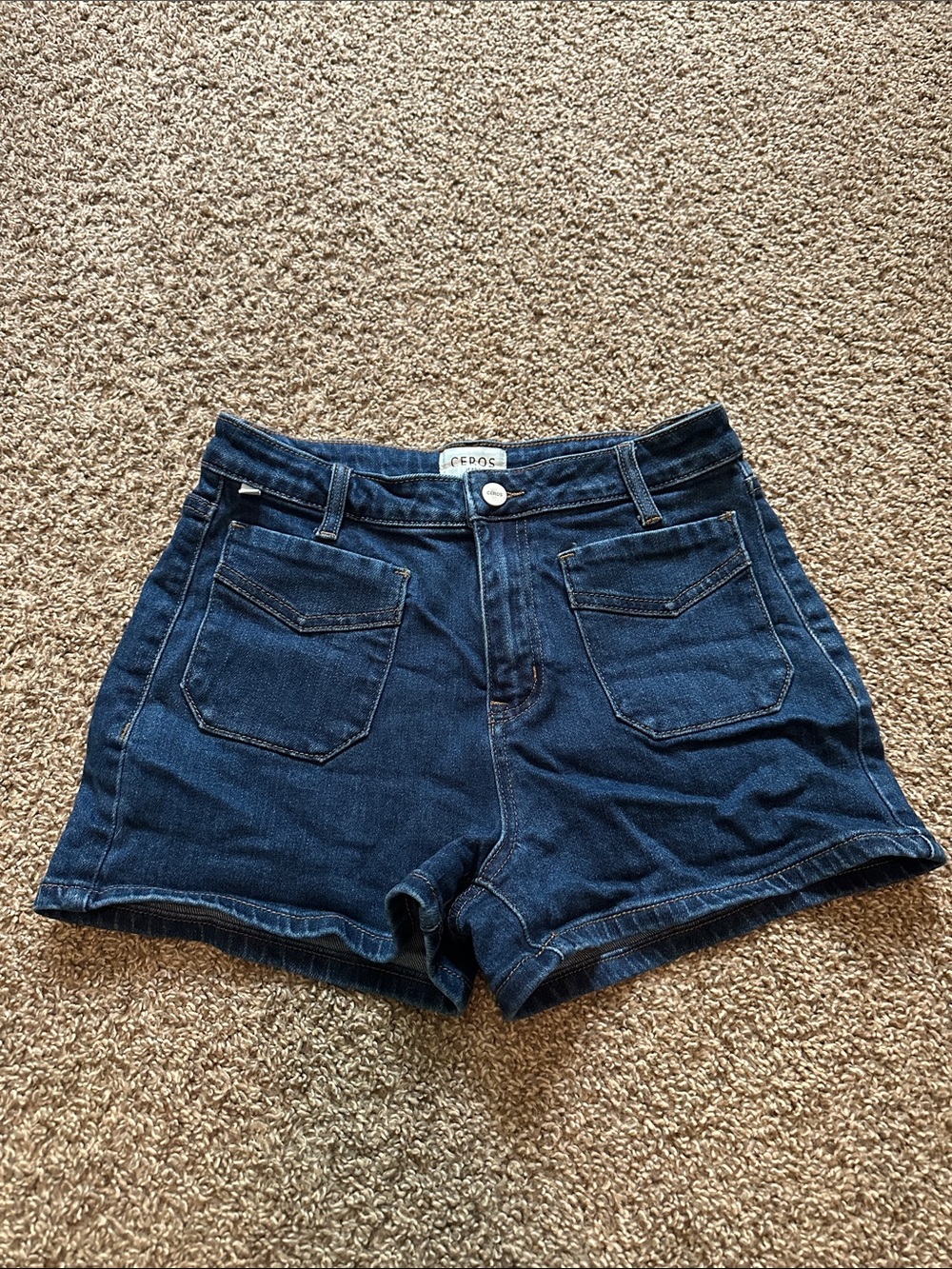 Dark Blue High-Waist Denim Shorts - Size 27